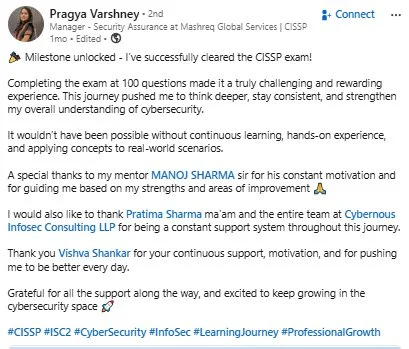 Ingabire Rosemary, Rwanda — CISSP certified LinkedIn post